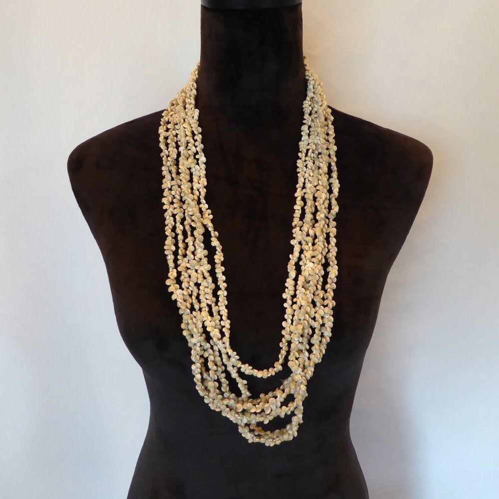 VINTAGE HAWAIIAN 32”-36” PIKAKE NATURAL MINI TURBO SHELL NECKLACE LEI SET OF 6 - Picture 1 of 8